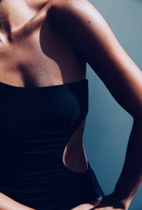 Vestido Fenda Franzido - Jersey Black