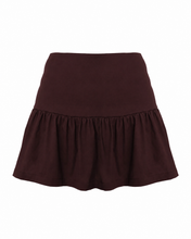 Carregar imagem no visualizador da galeria, Mini Saia Peplum c/ Short Alfaiataria - Linho Marrom Chocolate