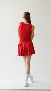 Saia Plissada c/ Short Fixo - Vermelho