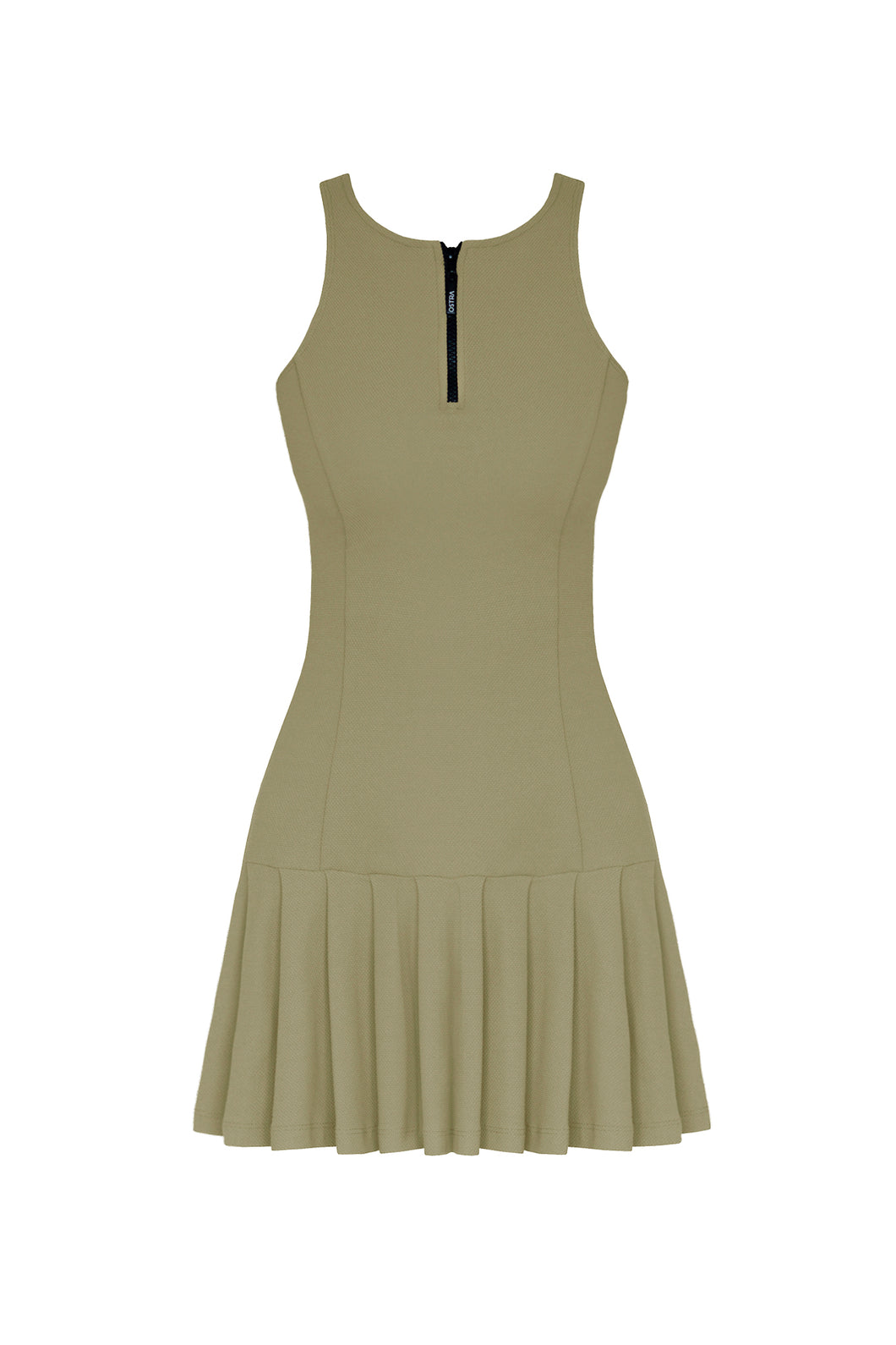 Vestido Pregas Decote V c/ Short Avulso - Caqui Piquet
