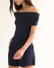Carregar imagem no visualizador da galeria, Corselet Manga Ombro a Ombro - Tule Azul Marinho