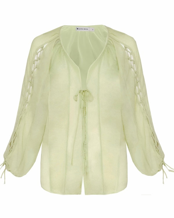 Camisa Bata Detalhe Viés - Verde