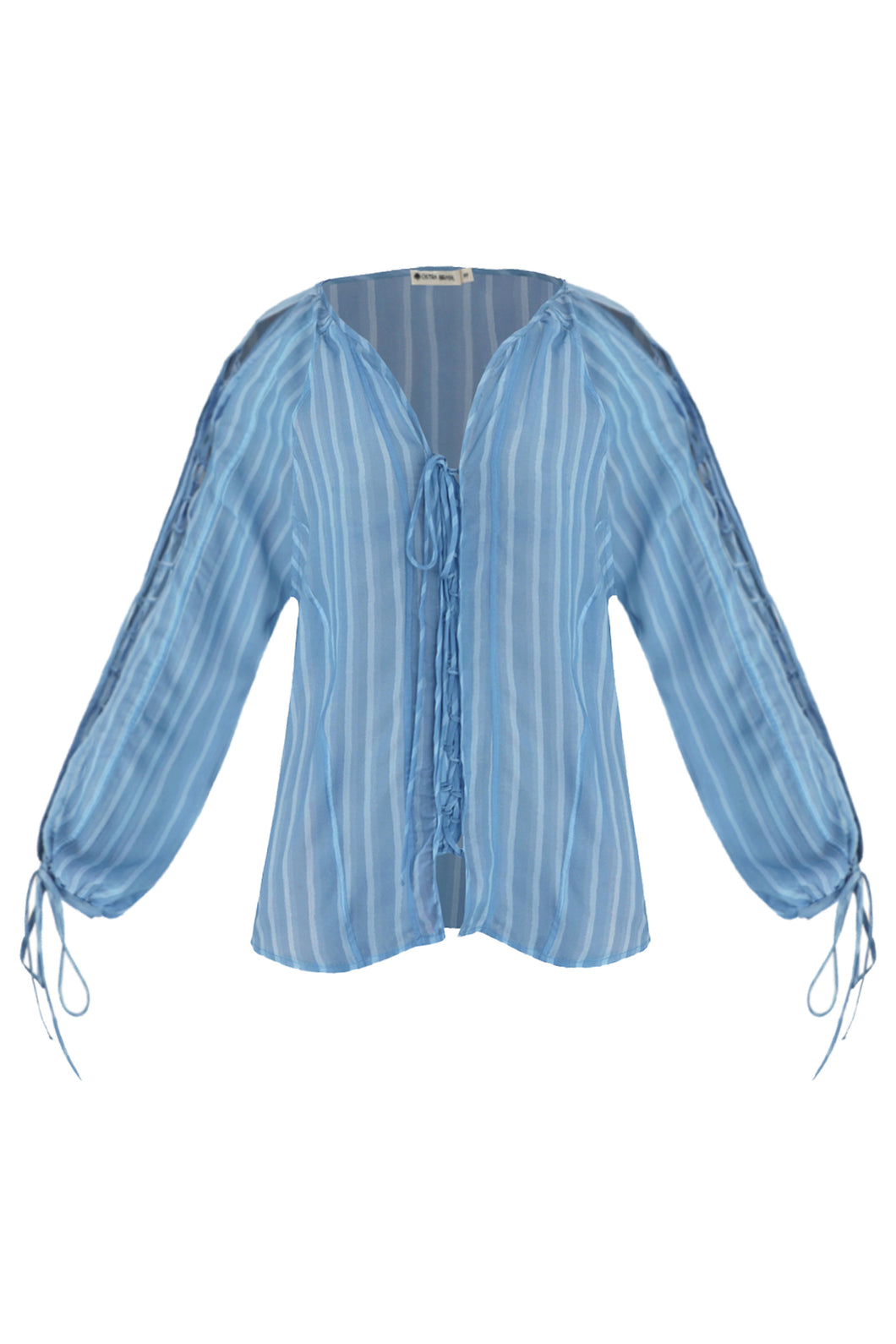 Camisa Bata Detalhe Viés - Estampa Listrado Azul