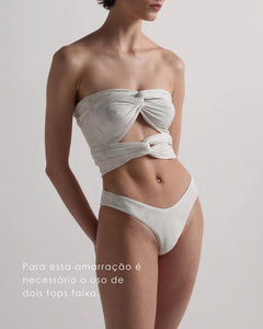 Biquíni Top Faixa Amarração - Estampa Off-Textura