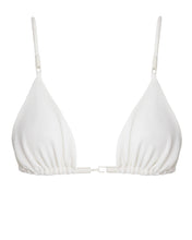 Carregar imagem no visualizador da galeria, Biquíni Top Triangulo Passantes - Off-White Creponado