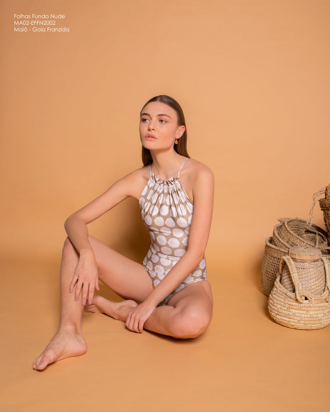 Maiô Gola Franzida - Folhas Fundo Nude