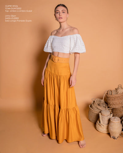 Cropped Manga Bufante - Renda Off-White