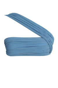 Biquíni Top Reto Alça Franzida - Tule Azul