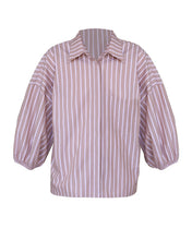 Carregar imagem no visualizador da galeria, Camisa Manga Ampla - Listras Marrom