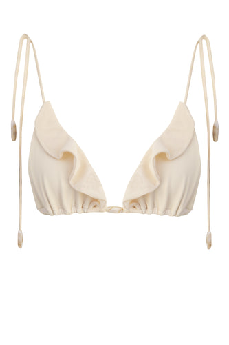 Biquíni Top Triângulo Babado - Tule Creamy