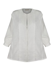 Carregar imagem no visualizador da galeria, Camisa Bata Recortes Alfaiataria- Linho Off-White