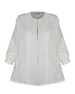 Camisa Bata Recortes Alfaiataria- Linho Off-White