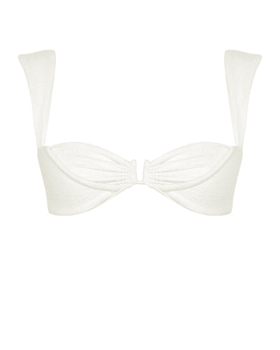 Biquíni Top Franzido Viés Presponto - Off-White Textura