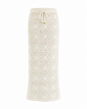 Carregar imagem no visualizador da galeria, Saia Longa Reta Cós Baixo - Crochet Off-White