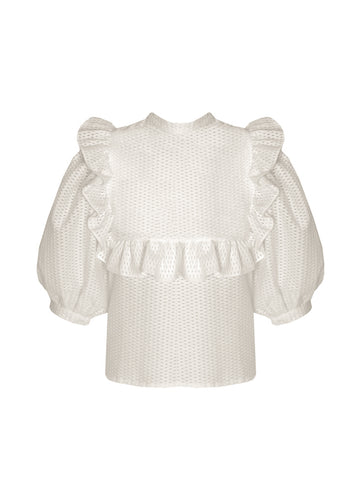 Blusa Manga Bufante - Renda Off