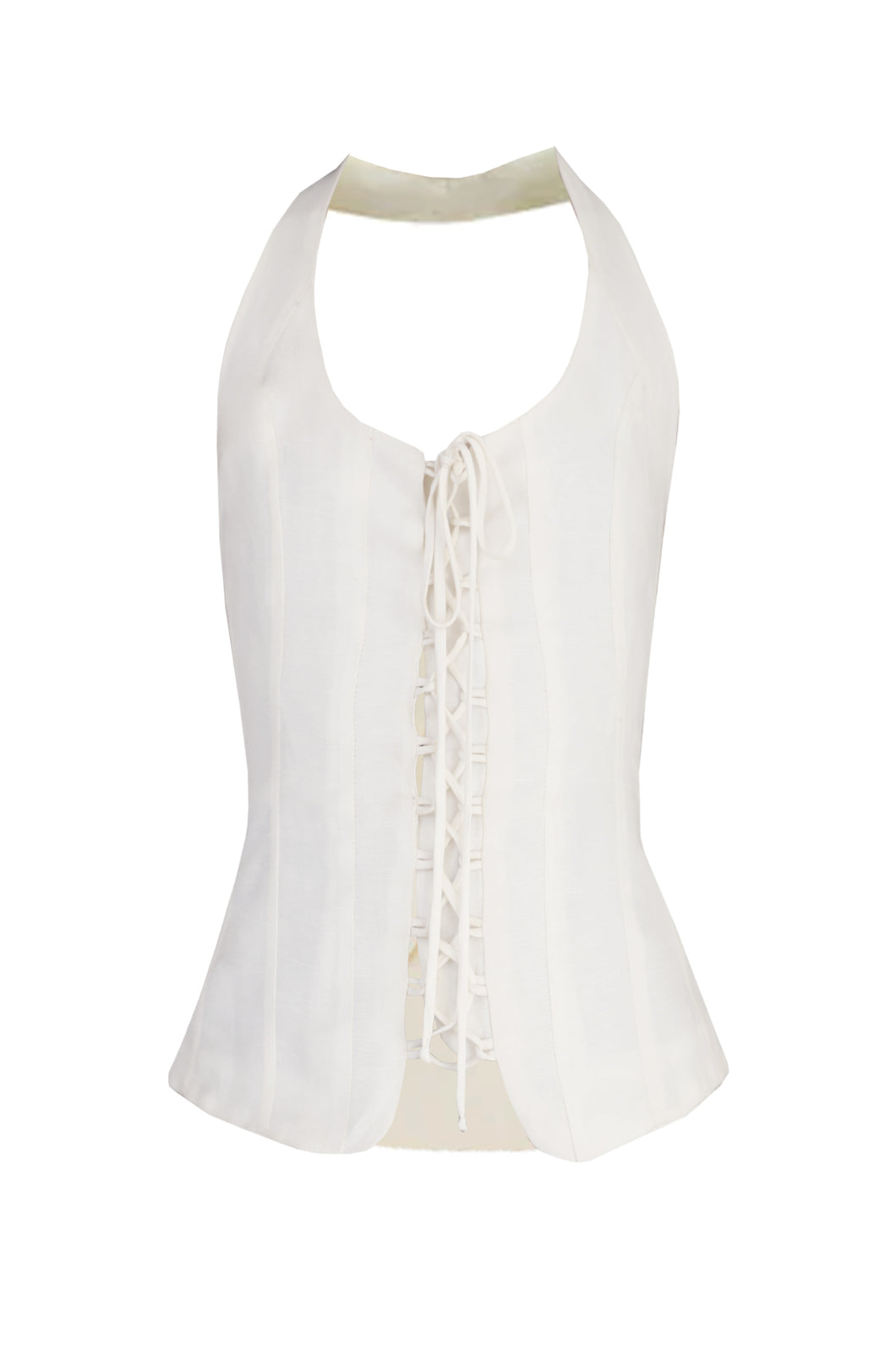 Colete Frente Única Recortes Viés - Linho Off-white