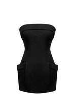 Carregar imagem no visualizador da galeria, Vestido Curto Bolsos Alfaiataria- Linho Black