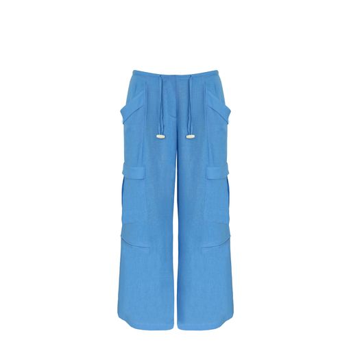 Calça Cargo Alfaiataria - Linho Celest Blue