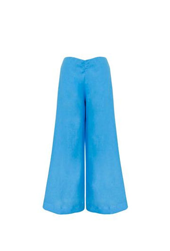 Pantalona Detalhe Franzido Alfaiataria - Linho Celest Blue