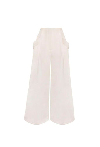 Pantalona Bolsos Alfaiataria - Linho Off-White