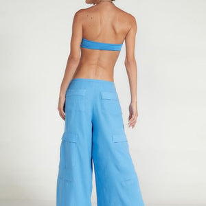 Calça Cargo Alfaiataria - Linho Celest Blue