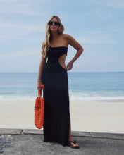 Carregar imagem no visualizador da galeria, Vestido Fenda Franzido - Jersey Black