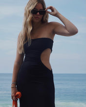 Carregar imagem no visualizador da galeria, Vestido Fenda Franzido - Jersey Black