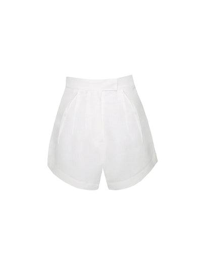 Short Pregas  Detalhe Cós Alfaiataria - Linho Off-White