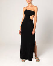 Carregar imagem no visualizador da galeria, Vestido Fenda Franzido - Jersey Black