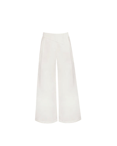 Pantalona Baixa Pala Pregas Alfaiataria- Linho Off-White
