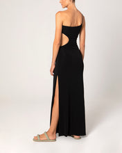 Carregar imagem no visualizador da galeria, Vestido Fenda Franzido - Jersey Black