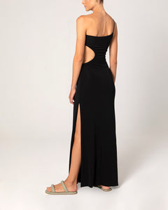 Vestido Fenda Franzido - Jersey Black