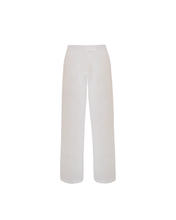 Carregar imagem no visualizador da galeria, Calça Reta Detalhe Cós Baixo Alfaiataria- Linho Off-White