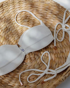 Biquíni Top Alça Fixa  Viés Robusto - Off-White Textura