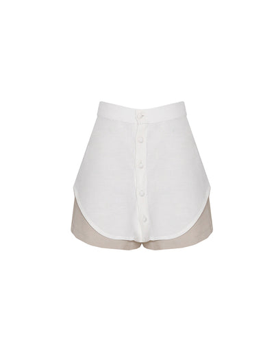 Short Duplo Botões Alfaiataria - Linho Off-White