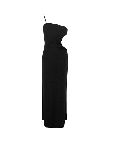 Vestido Fenda Franzido - Jersey Black